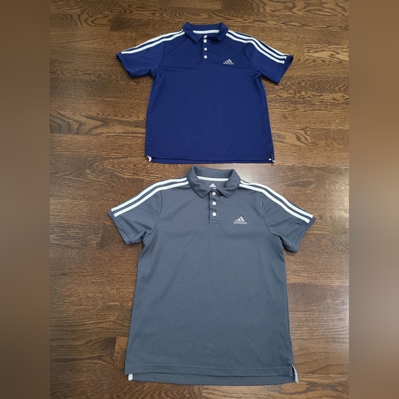 Adidas Lot Of 2 Kids Polo T-Shirts with Classic Collar and Stripes Sz.14-16 - Picture 1 of 8